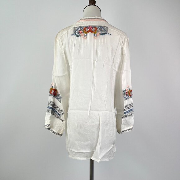 NWOT Johnny Was Floral Embroidered Long Sleeves V-Neck Shirt Blouse Size S - Picture 5 of 13